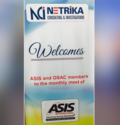Netrika sponsored ASIS and OSAC members monthly meet in New Delhi