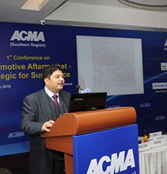 Sanjay Kaushik, ICPS,CFAP, the Managing Director of Netrika Consulting, India is presenting during ACMA's Conference on Automotive Aftermarket - Strategic for Sustenance at The Royal Meridian, Chennai.